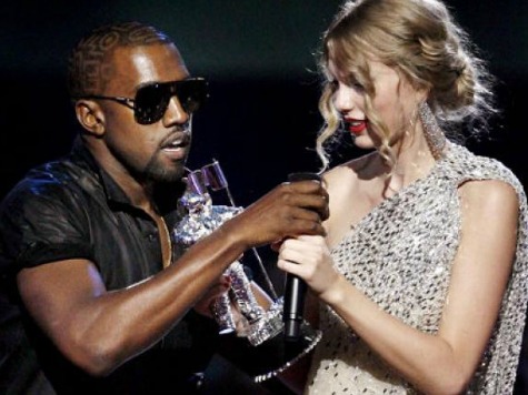 Kanye West pulls the microphone out of Taylor Swift’s hands. It was the third time he disrupted a live televised event to go on a racial rant.